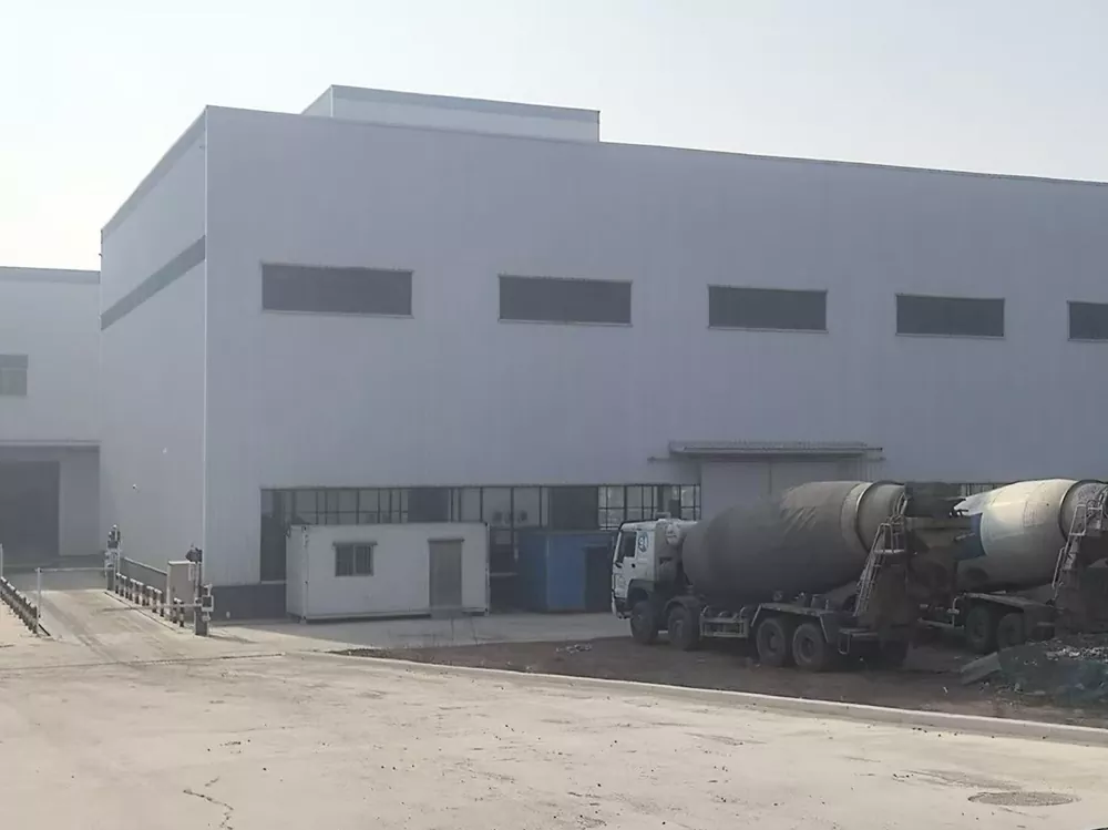 Steel frame component production inside manufacturing plant